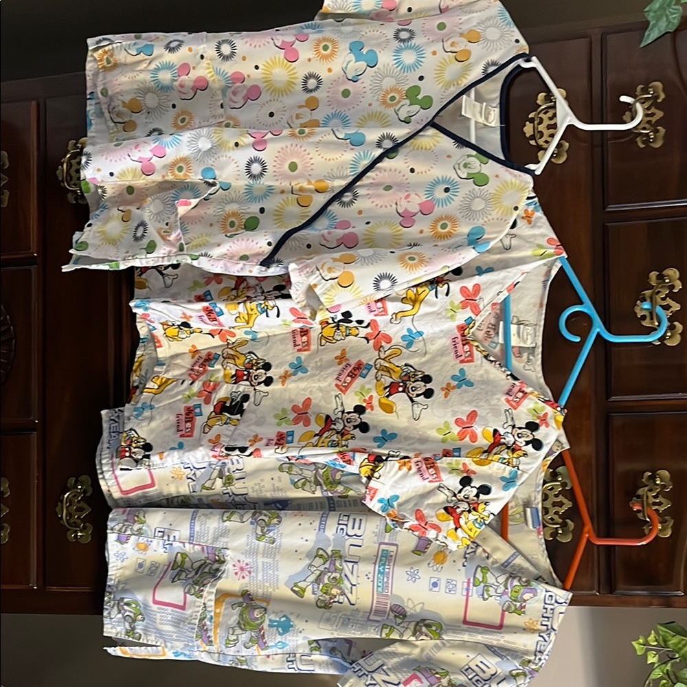 Colorful Cartoon Print Scrub Tops